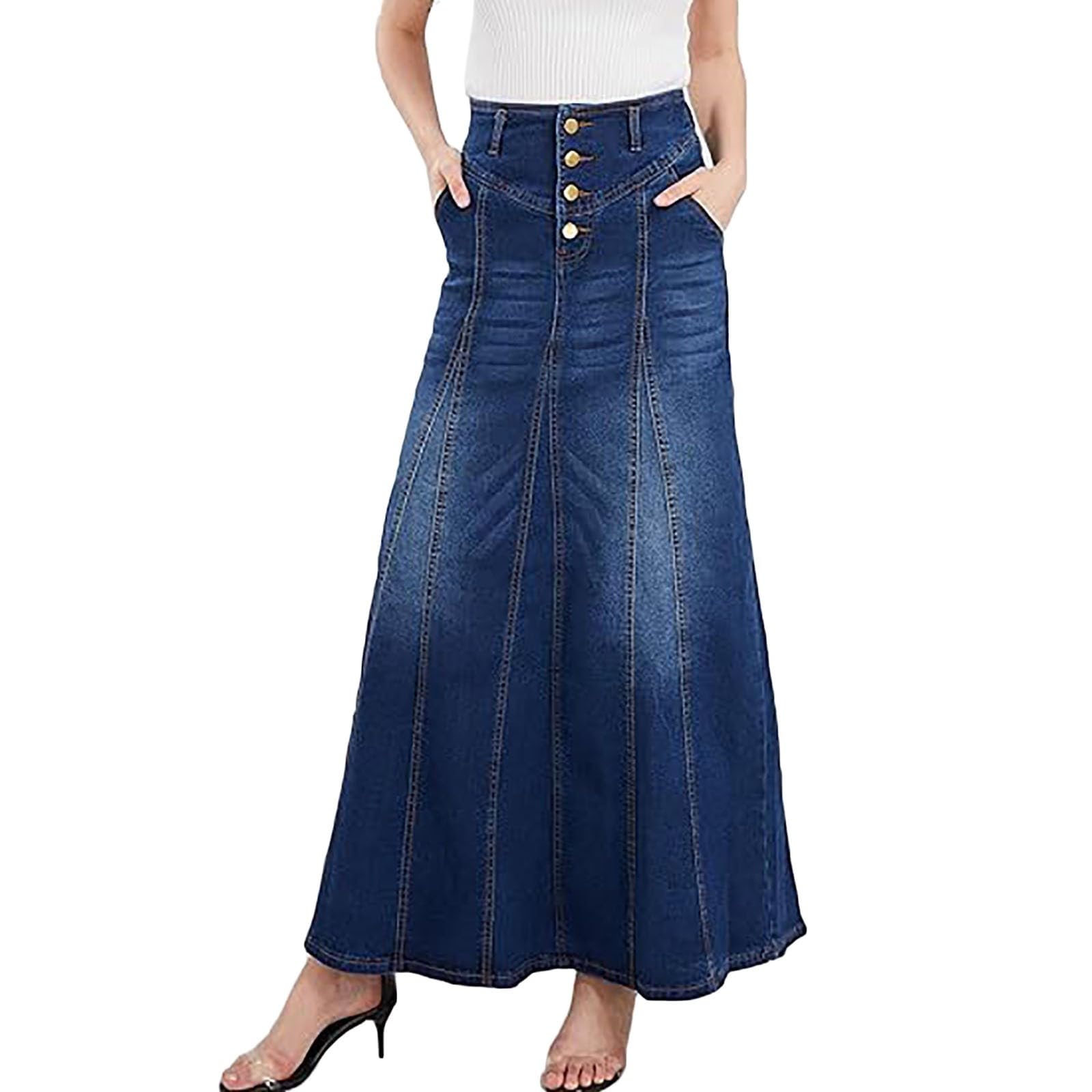 Générique Jupe Longue Femme - Plissée en Tour Elastique Décontractée Bohême A-Ligne pour avec Poches De Plage Vacances Élégante Taille Haute Maxi