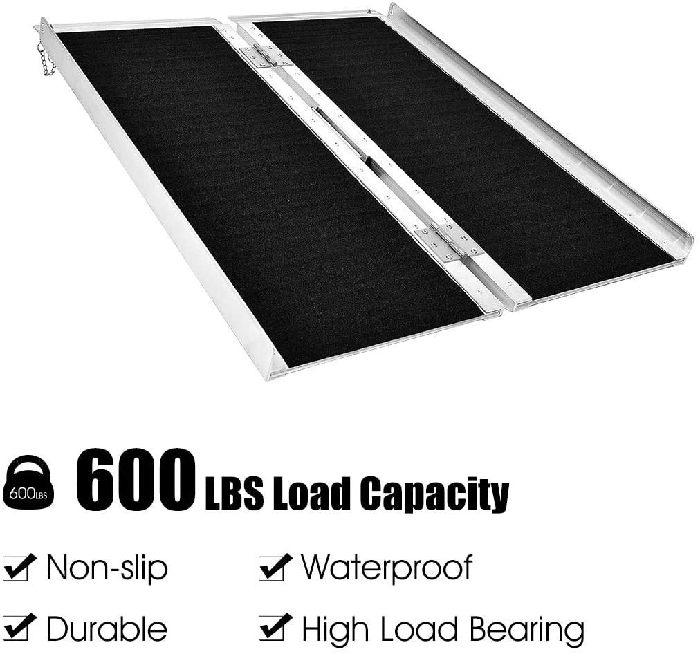 Goplus MultiFold Aluminum 3' NonSkid Wheelchair Ramp Mobility Scooter Extra Wide Ramp (3' x 30