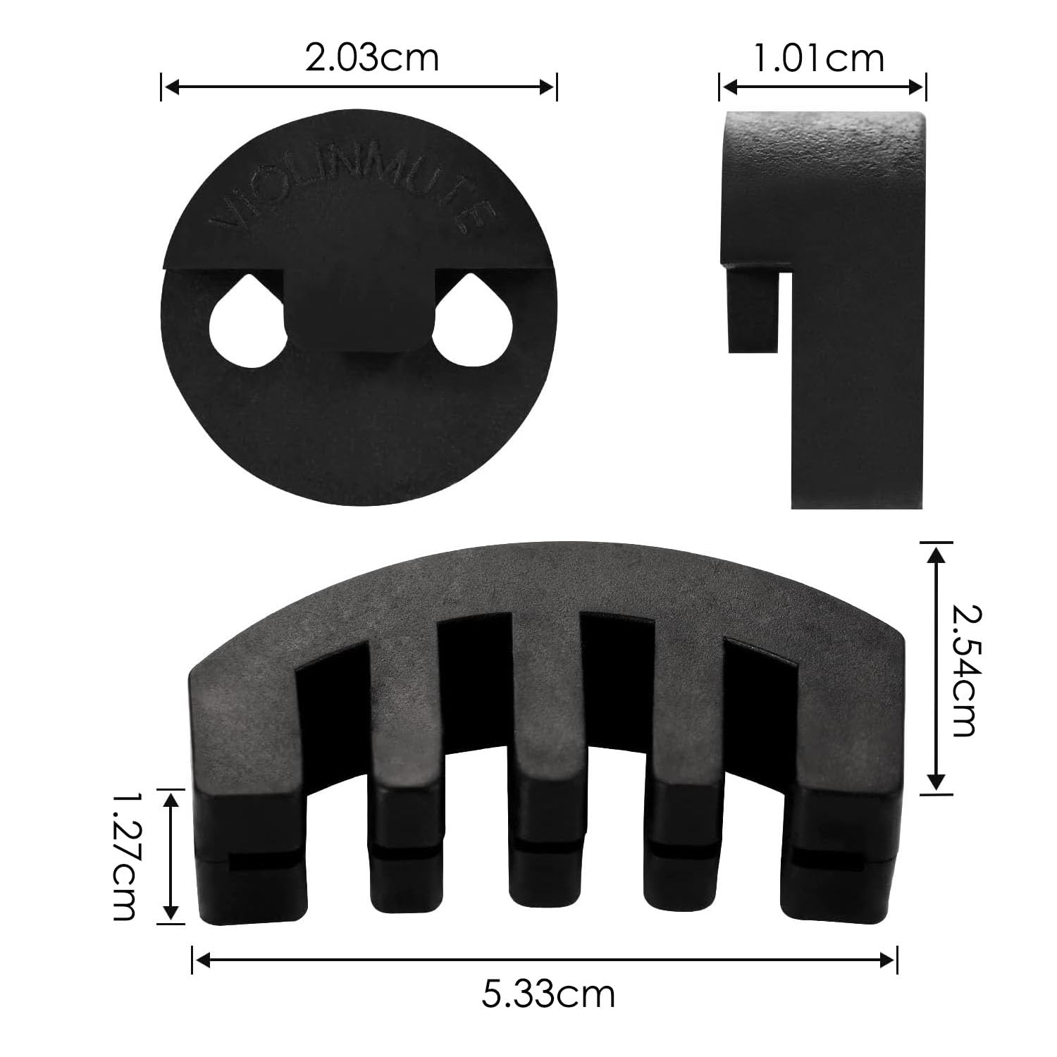 NIYATA 6 Pcs Sourdine de Violon, Sourdine en Caoutchouc, Sourdine de Violon Rubber, 3 Pcs Style Griffe et 3 Pcs Ronde Tourte Violin Mute Ultra Pratique Silencieux pour Instruments de Musique - Noir