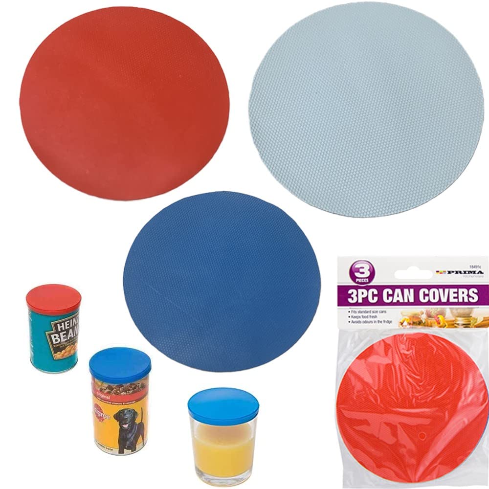 Can Tin Cover Plastic Lid Caps Pet Food Fresh Top Storage Reusable Dog Cat - 18491C (3 x Can Covers)