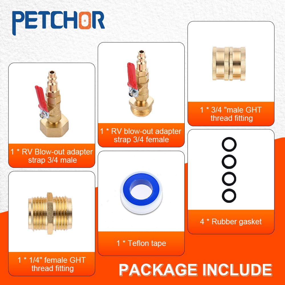 2 adaptadores rápidos para el invierno con válvula de bola, enchufe de soplado para invierno para caravana, kit de preparación de invierno para remolque, barco, cámper, compresor de aire