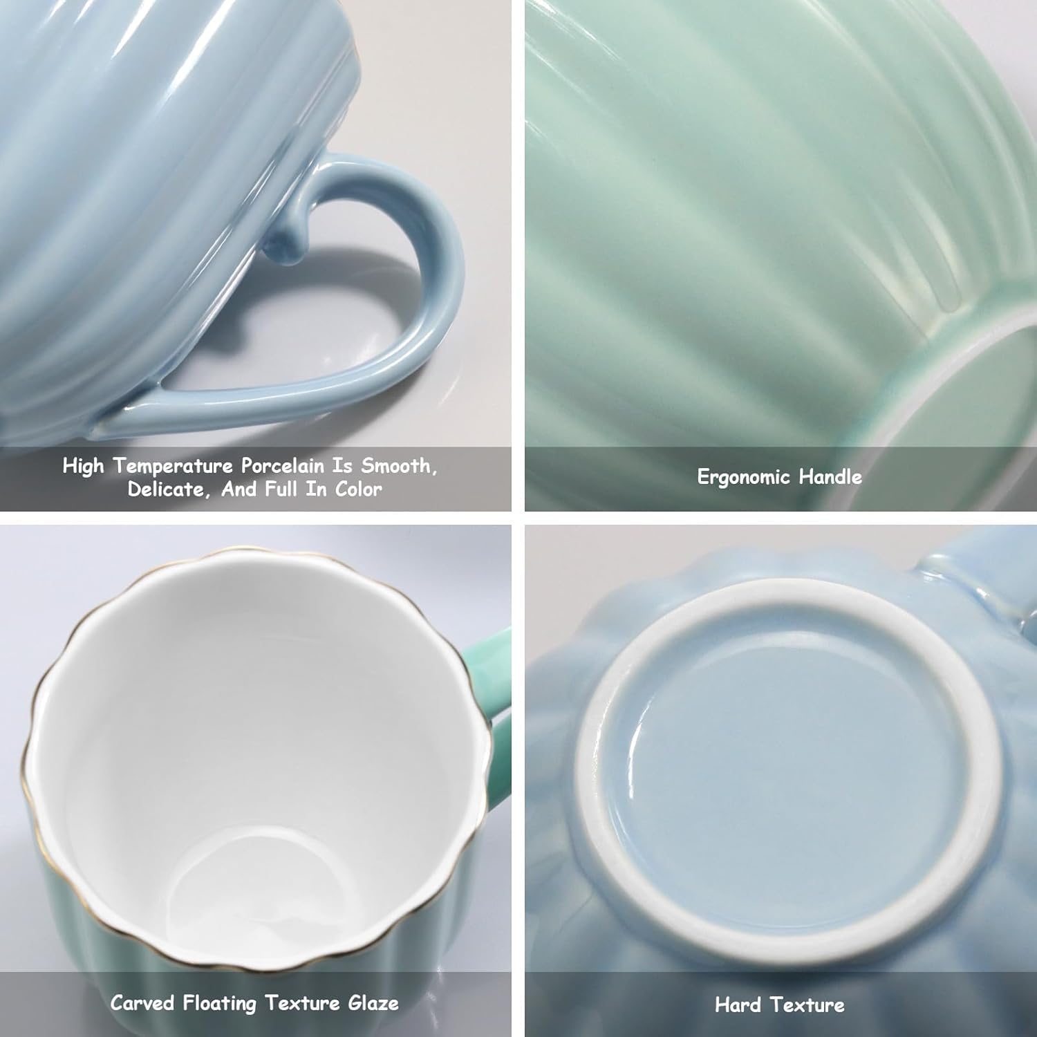 Set di 2 tazze da caffè in ceramica, 350 ml, perfette per espresso, tè, cappuccino, frullati, ideali per casa, bar e ufficio