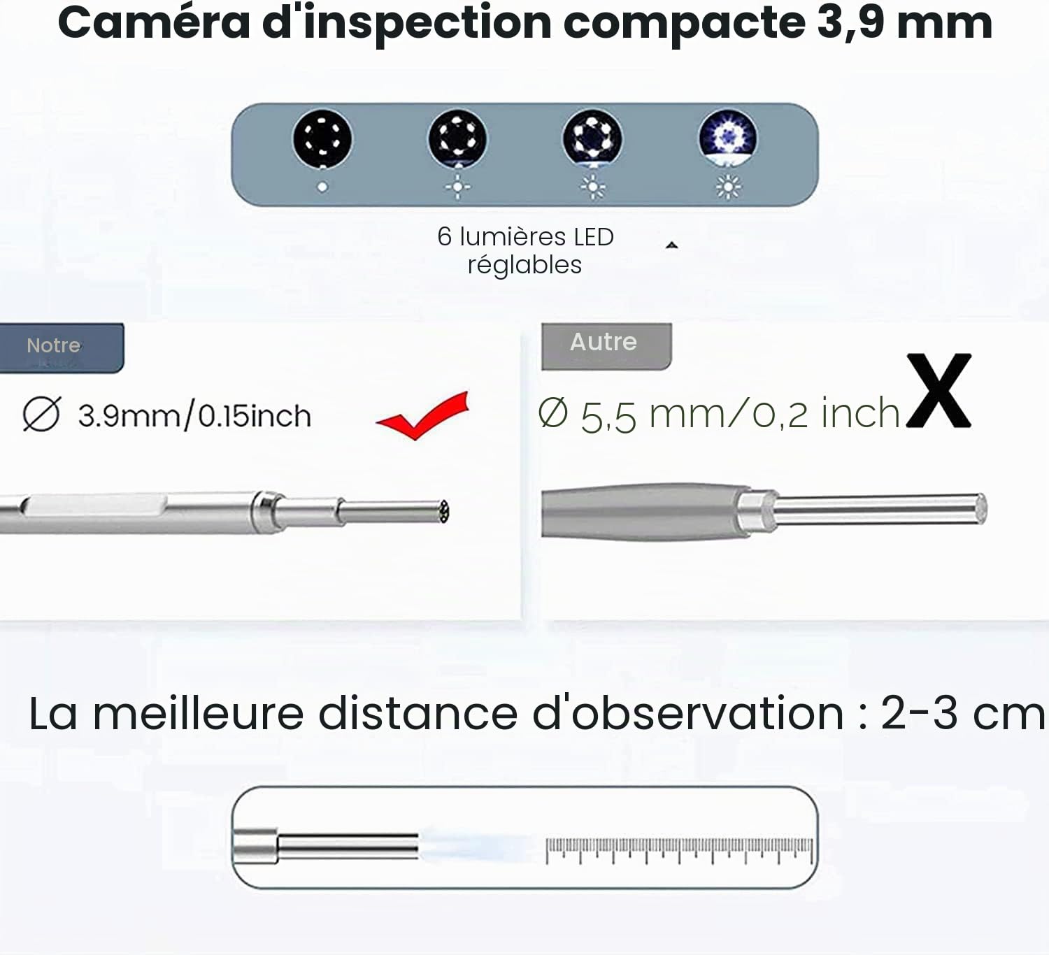 Digital Otoscope with 4.5 Inch Screen and 6 LED Lights, Rechargeable Ear Camera for Adults, Kids and Pets
