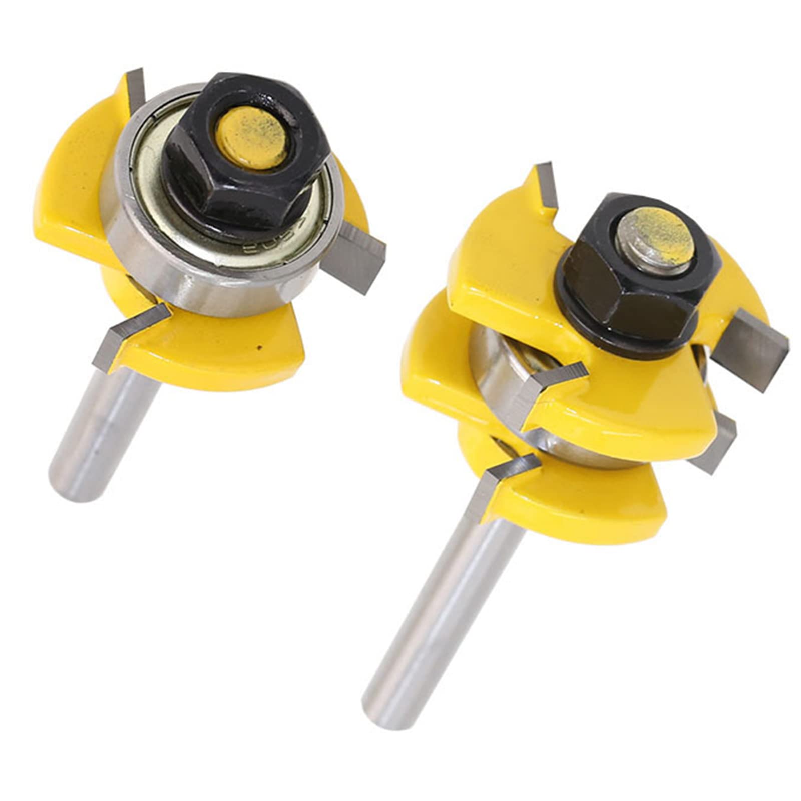 Fresa Scanalatura Set, 2Pcs Set Di Linguette E Scanalature, 3 Denti A Forma T Punte Di Falegnameria, Punte Per Fresa Legno, Strumento Di Lavorazione Del Legno,1/4" Shank 1/4" Cutting Depth