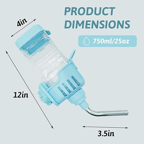Miniatura 10 de BNOSDM Botella de agua de 25 onzas con relleno superior sin goteo, dispensador de agua para caja de conejos, sin BPA, alimentador de agua