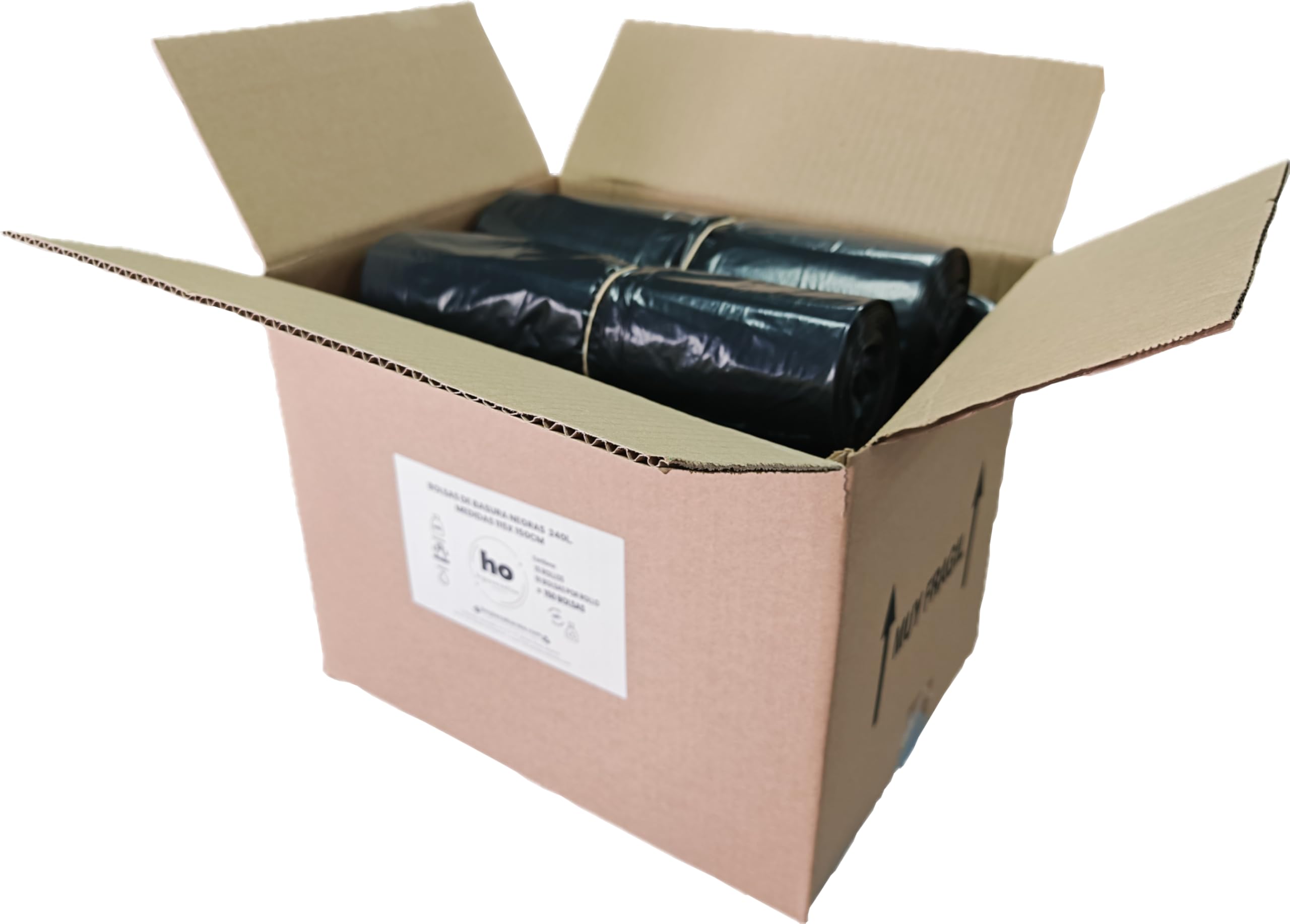 Bolsas de Basura Negras XXL Capacidad 240L – Pack de 15 Rollos (150 Unidades) – Resistentes, Antigoteo y Ecológicas – 115 x 150 cm