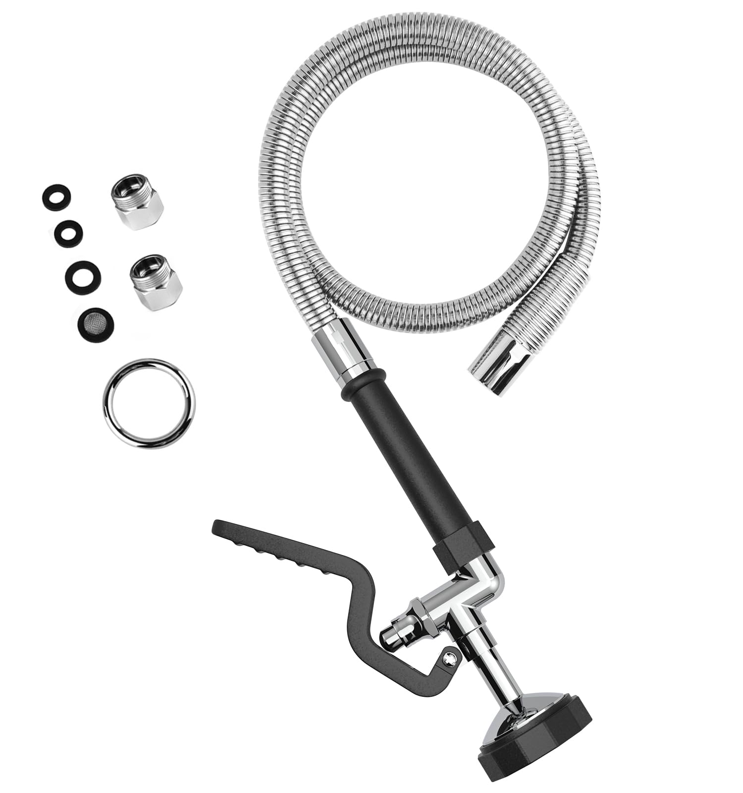 Pulverizador comercial para fregadero con manguera de acero inoxidable de 45 pulgadas, pulverizador de preenjuague de 1.42 GPM, spray de platos de alta presión para uso en restaurantes