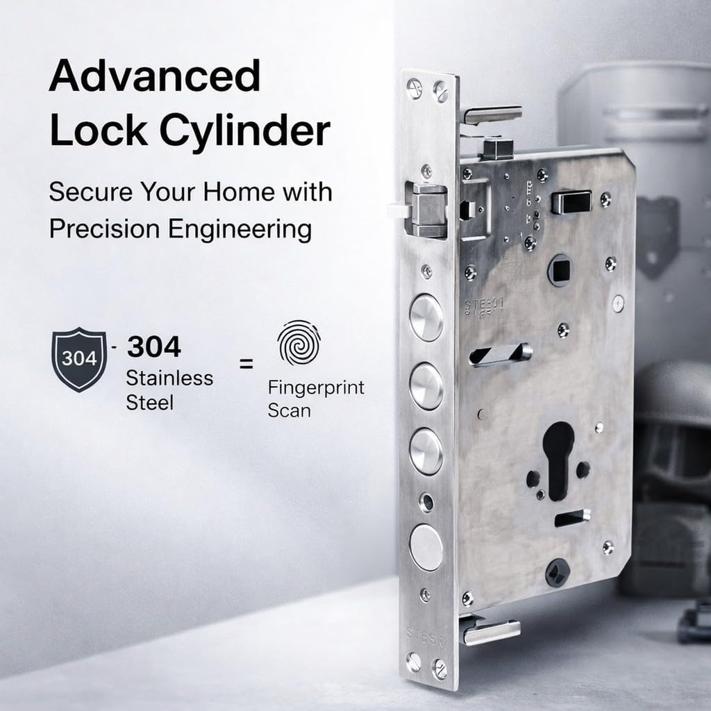 Door Lock Cylinder, Multifunctional Mechanical and Fingerprint Mortise Deadlock, 304 Stainless Steel - Reliable Security, Dual Unlocking Methods, Easy Installation for Home Use