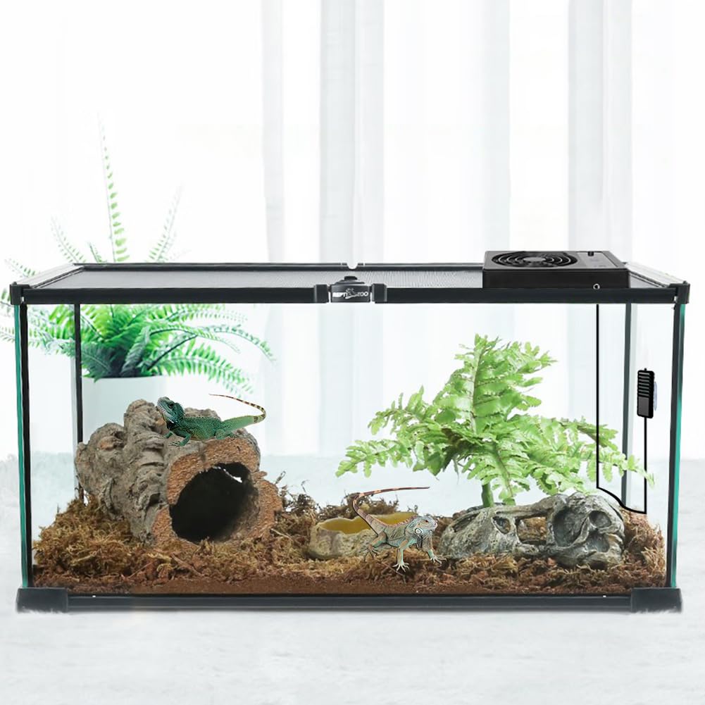 Ventilateur de refroidissement intelligent pour reptiles - Thermomètre et hygromètre avec affichage LED pour reptiles, amphibiens, serpents