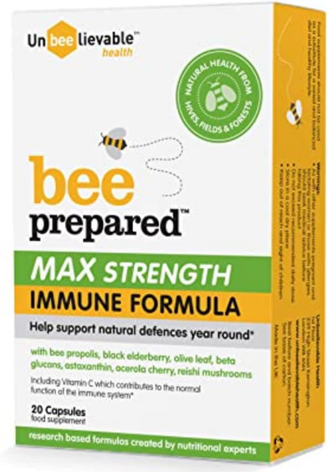 Unbeelievable Health Bee Prepared Max Strength Immune System Formula - Created by Nutritional Experts - Contains Bee Propolis, Elderberry and More – Immunity Support Supplement