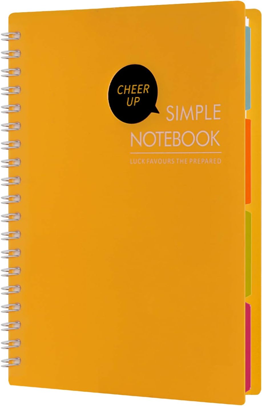 Cheerup Spiral Notebook, B5 10" x 7", 4 Subjects Notebook with Divider, 240 Ruled Pages (Yellow)