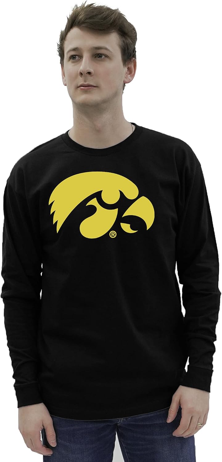 Blue 84 Men's Iowa Hawkeyes Long Sleeve T Shirt Team Color Icon, Black, XX-Large
