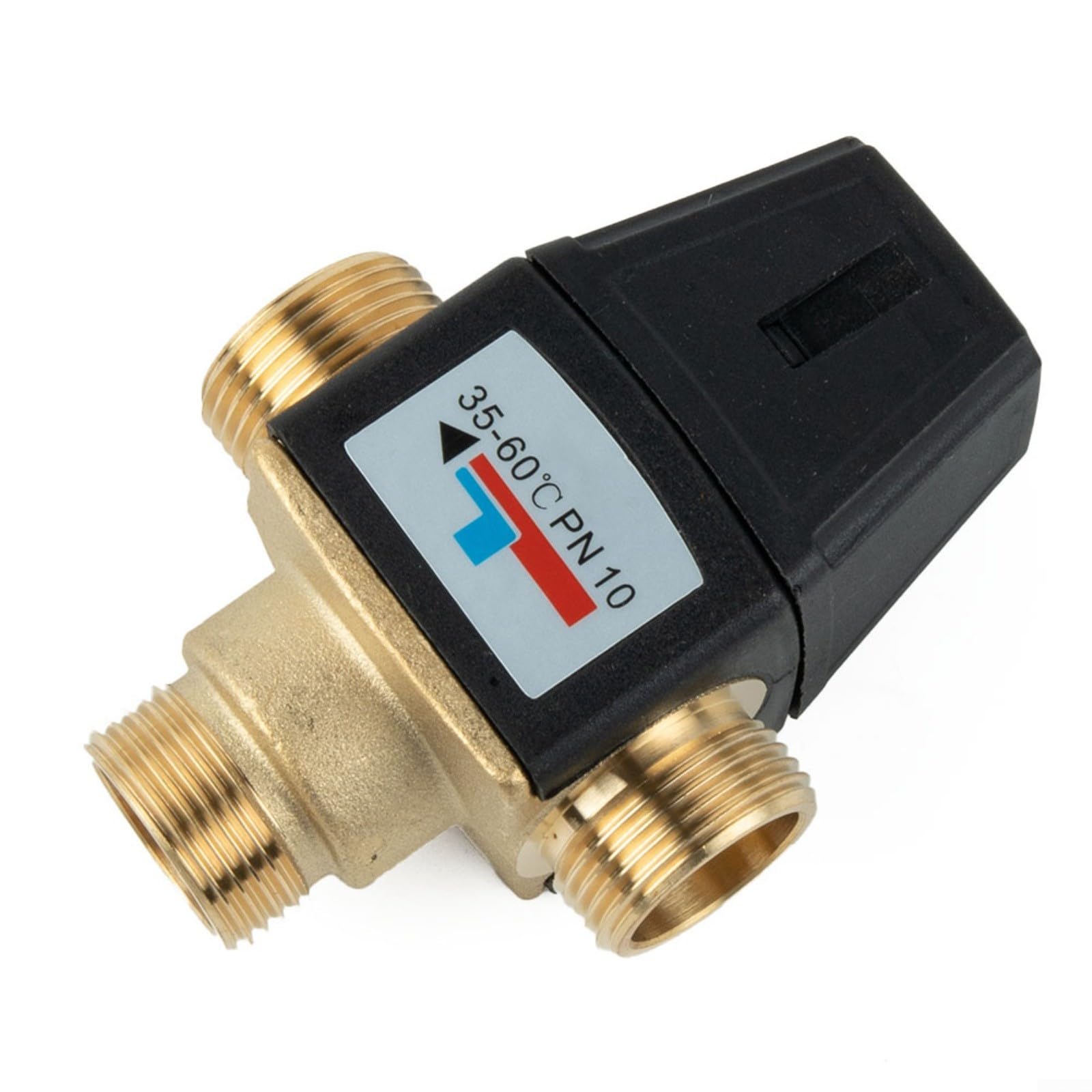Válvula mezcladora termostática de 3 vías DN20/DN25 35-60 °C de latón para agua caliente y calefacción por suelo radiante con protección contra escaldaduras (DN20)