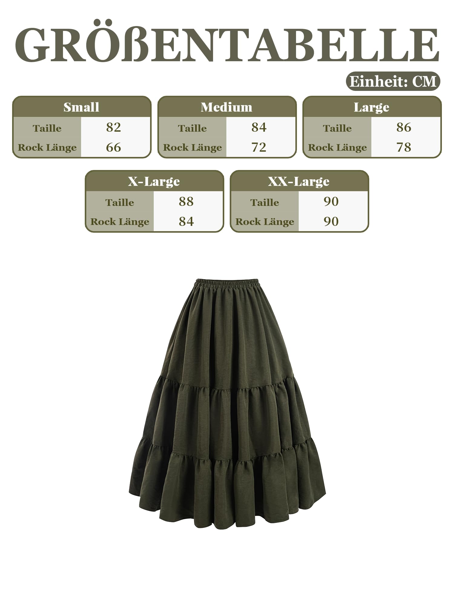 Jupe victorienne pour femme - Jupe trapèze taille haute verte - Taille élastique avec poches - Jupe longue médiévale