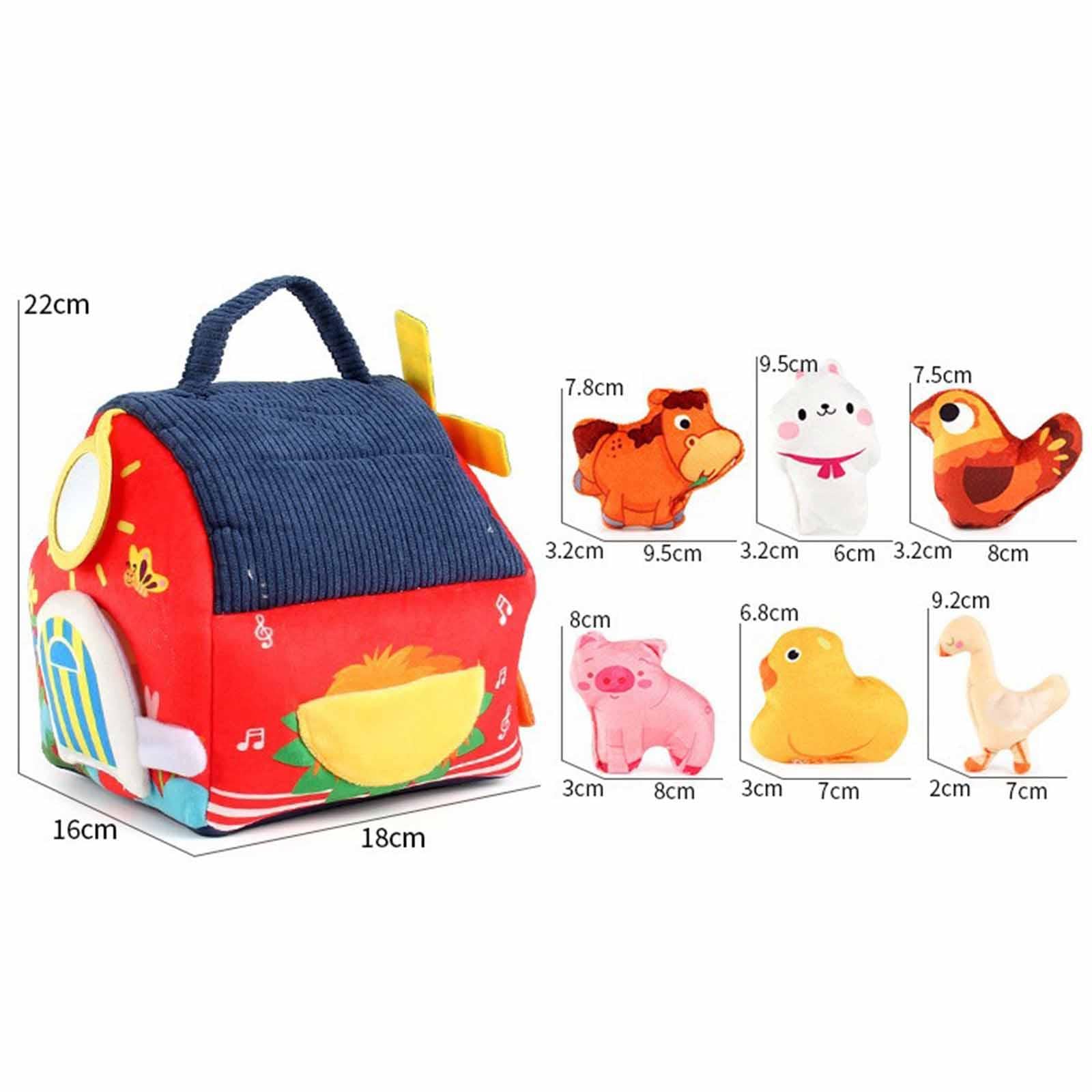 Bauernhoftiere Plüschtier-Spielset Frühpädagogisches Spielzeug Stofftiere für Babys von 0-6 und 6-12 Monaten, 18x16x22cm