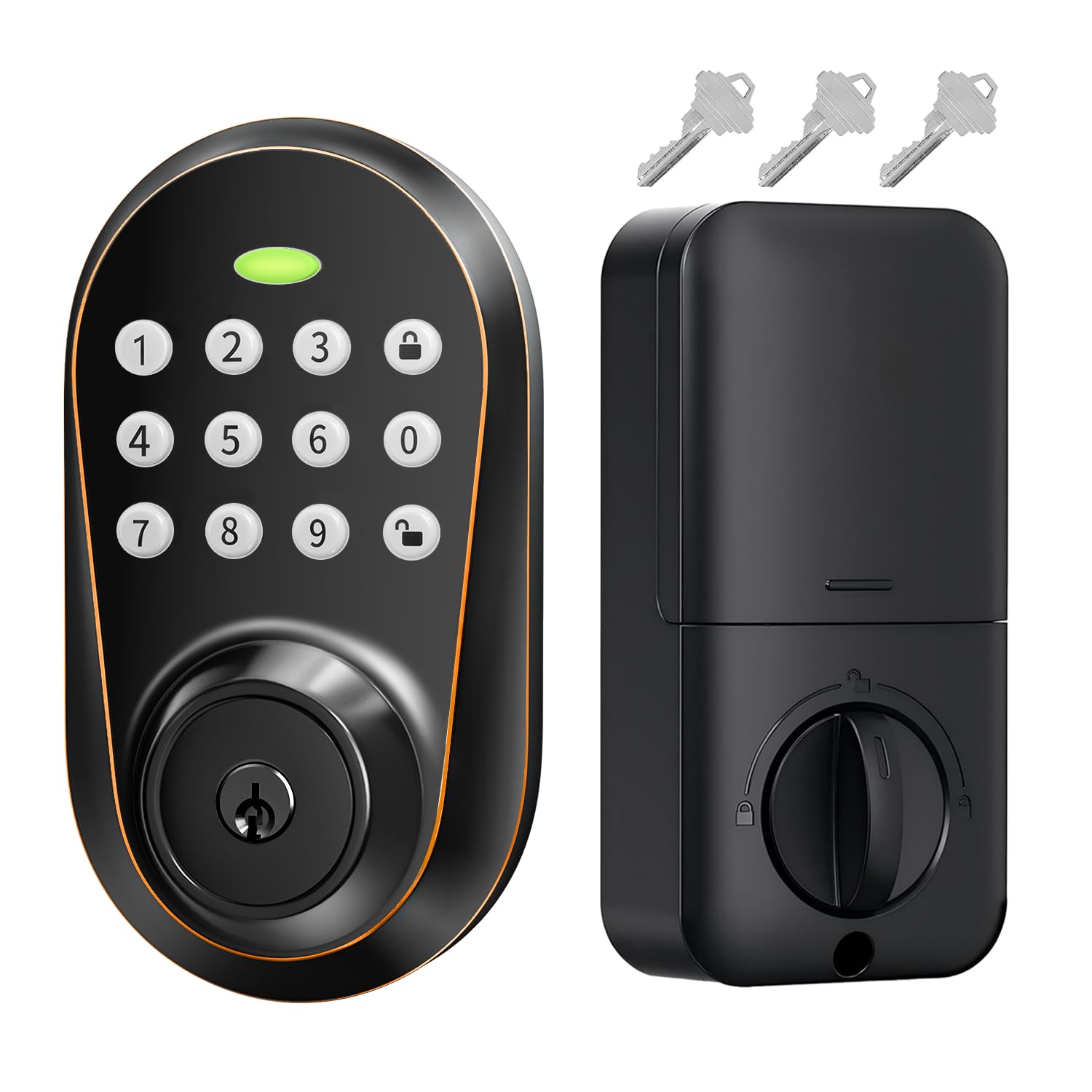 Serrure de porte d'entrée sans clé, serrure intelligente à clavier pour porte d'entrée, serrure électronique à code avec verrouillage automatique, mot de passe anti-voyant, installation facile pour la