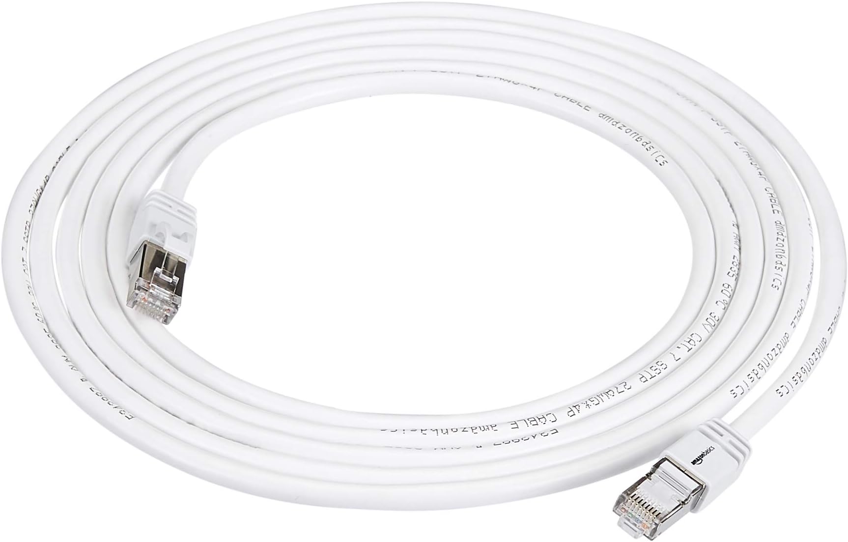 amazon basics Rj45 Cat 7 High-Speed Gigabit Ethernet Patch Internet Cable For Printer, Server - 10Gbps, 600Mhz - White, 10-Foot, White