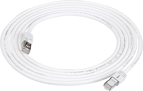 Amazon Basics RJ45 Cat 7 Ethernet Patch Cable, 10Gbps High-Speed, 600MHz, Double-Shielded, Gigabit Internet, 10 Foot, White
