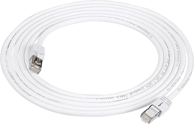Amazon Basics Cat 7 High-Speed Gigabit Ethernet Patch Internet Cable - White, 10 Foot(3m), 1-Pack