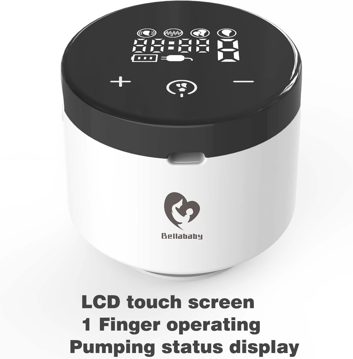 Bellababy Tiralatte Elettrico Indossabile Mani Libere, Display LCD Touchscreen, 4 Modalità e 9 Livelli, Flange da 24 mm, Inserto da 17mm, 19mm e 21mm, 2 Pezzi