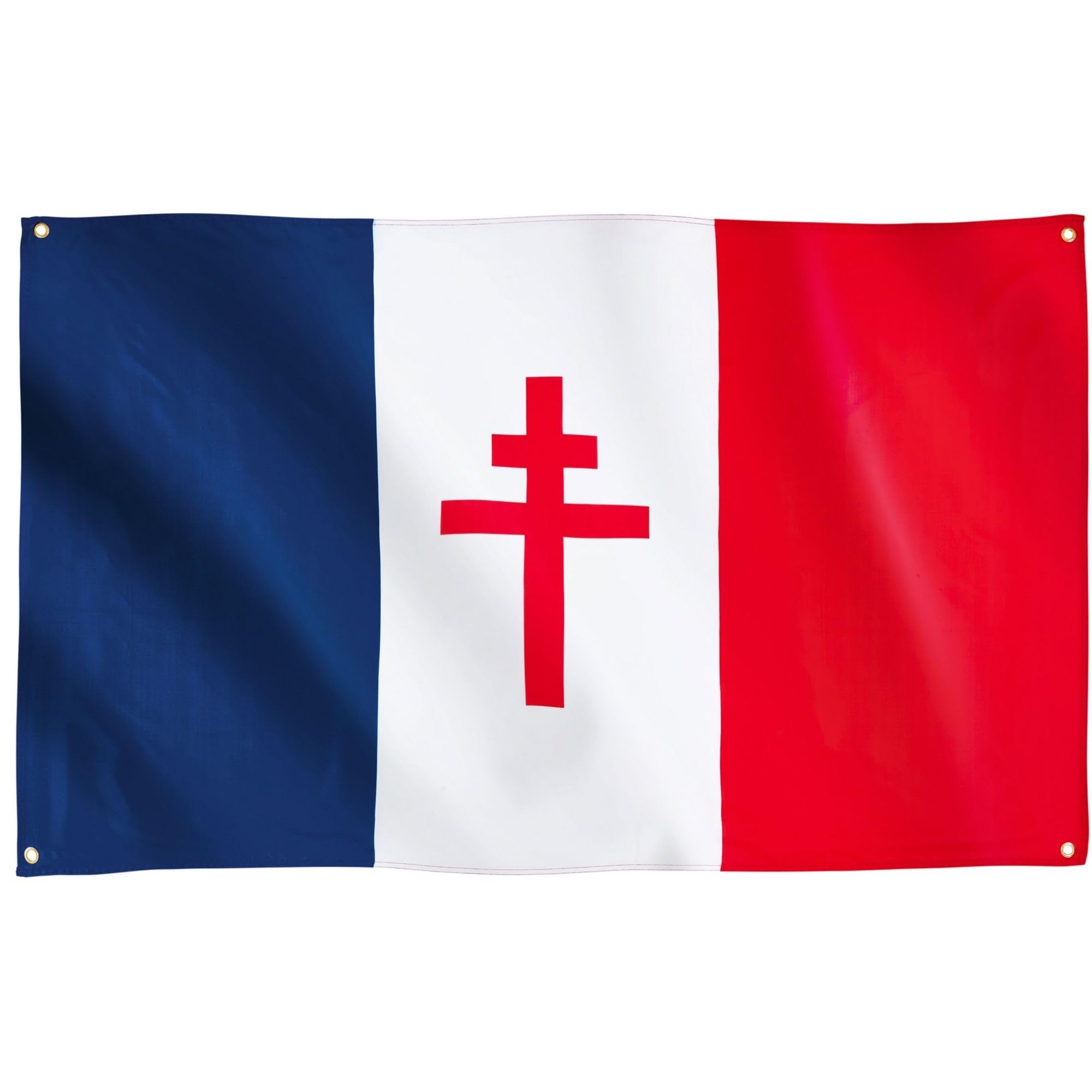 Runesol France Libre Flag, 91x152cm, 3ft x 5ft, 4 Grommets, Eyelet In Every Corner, Free France, Premium Flags, Inside