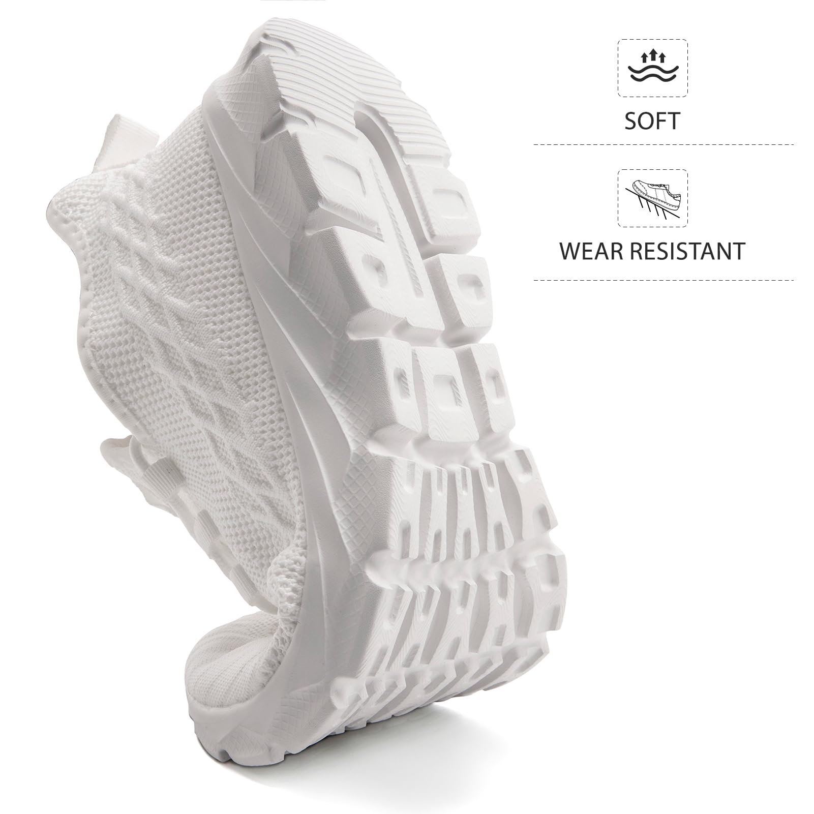 Zapatillas deportivas ligeras para hombre, para correr, caminar, gimnasio, todo blanco, 44 EU | Entrenamiento, tenis, correr, fitness, trabajo, casual, cómodo, malla transpirable, antideslizante