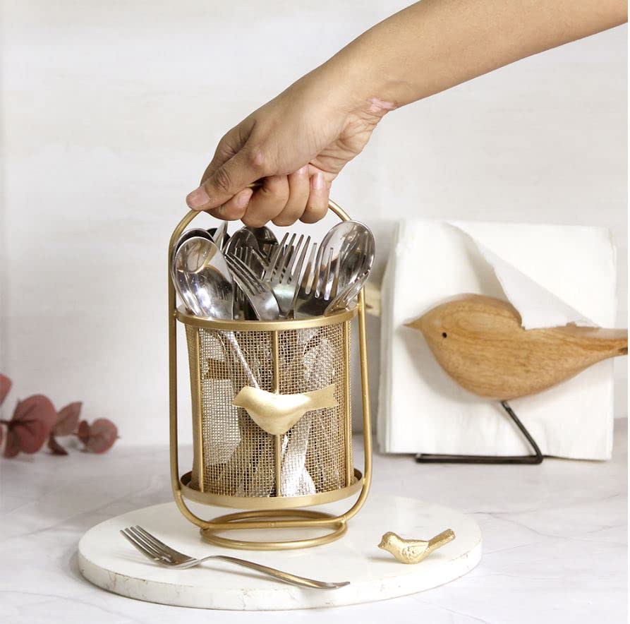 GOLD Bulbul CADDY Cutlery Stand Metal Self Draining Tableware Storage Box - Spoon, Knife, Fork, Chopstick, Cutlery Holder Kitchen Organizer Stand Dining Multifunctional Stand (B0CWJ8SV2D) Amazon Price History, Amazon Price Tracker