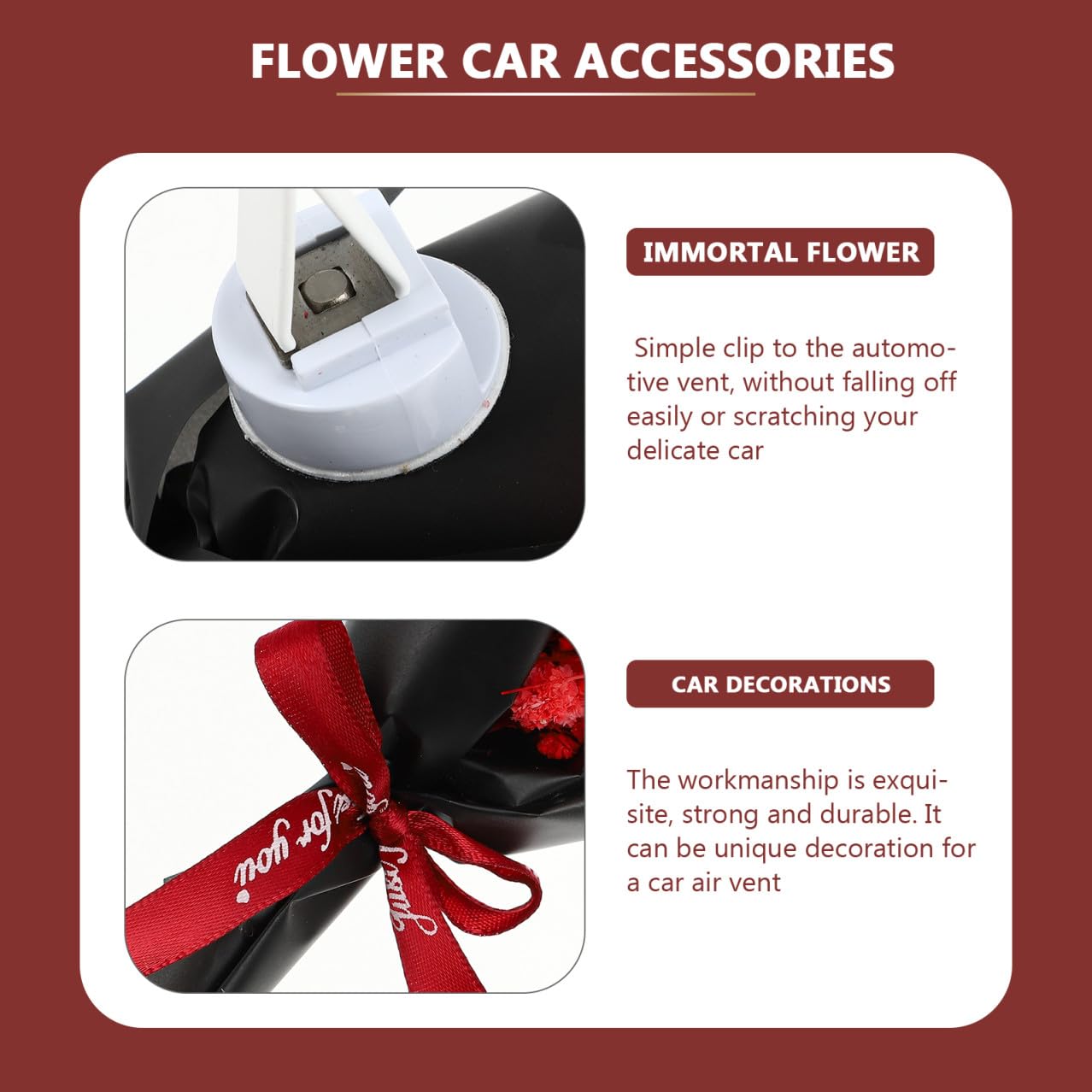 iplusmile 4pezzi Fiore Immortale Clip Per Ventilazione Auto Decorazione Unica Per Bocchette Aria Diffusore Di Profumo Per Auto e Casa Design Elegante e Adorabile Da Donna