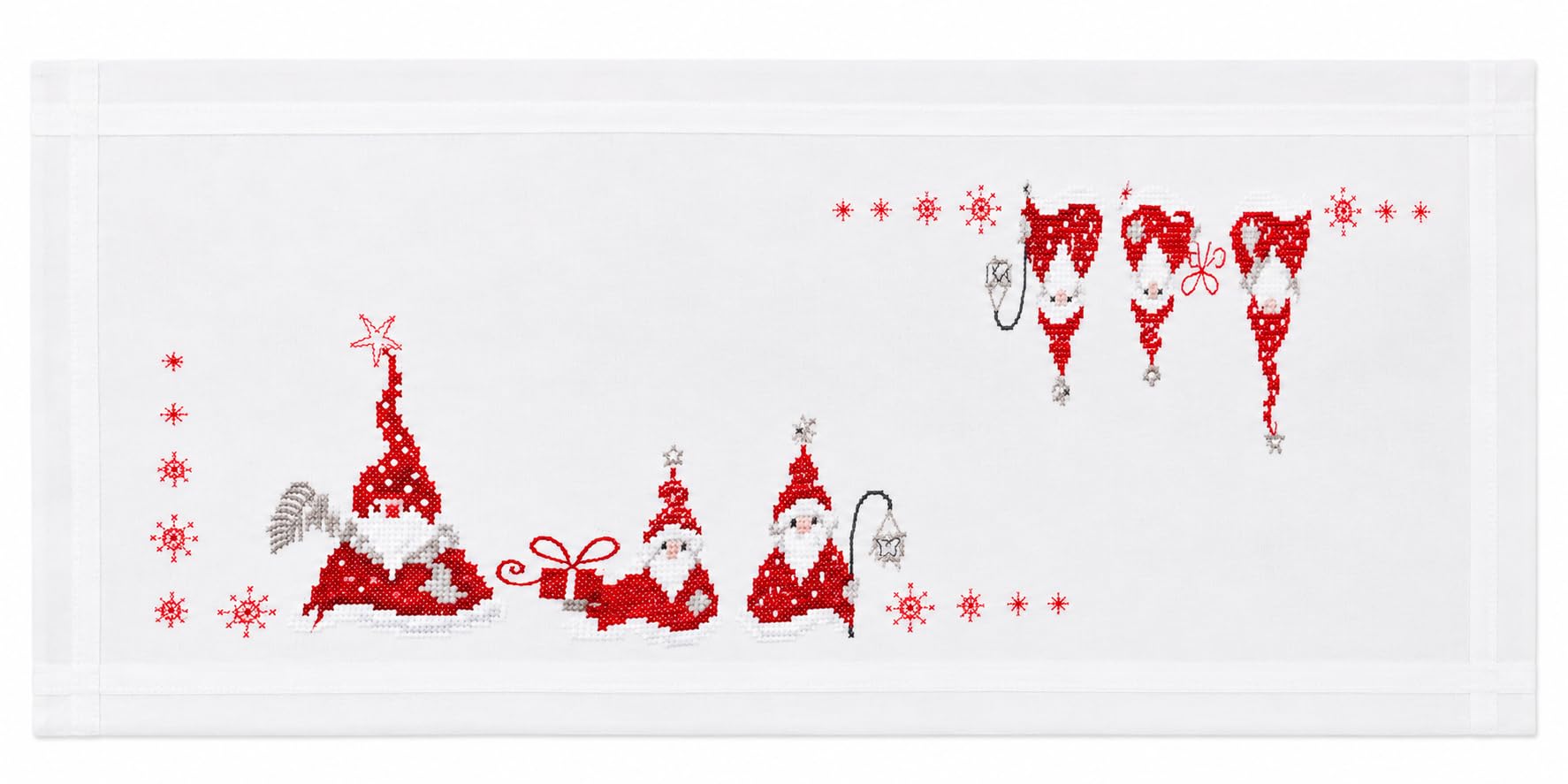 Vervaco "Christmas Gnomes Runner Embroidery, 100 Percent Cotton, Multi-Colour