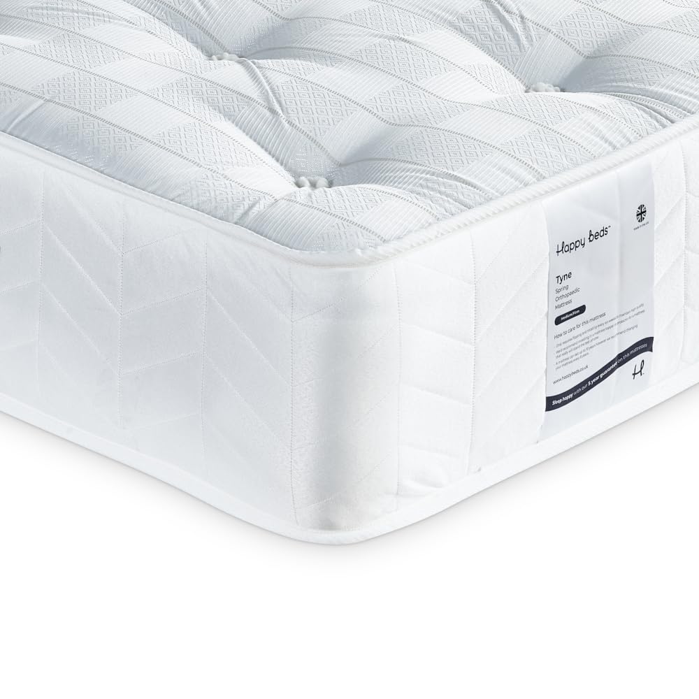 happybeds Open Coil Spring Orthopaedic Mattress, Tyne Open Coil Spring Orthopaedic Mattress with 6 Options (Small Single (75 x 190 cm))
