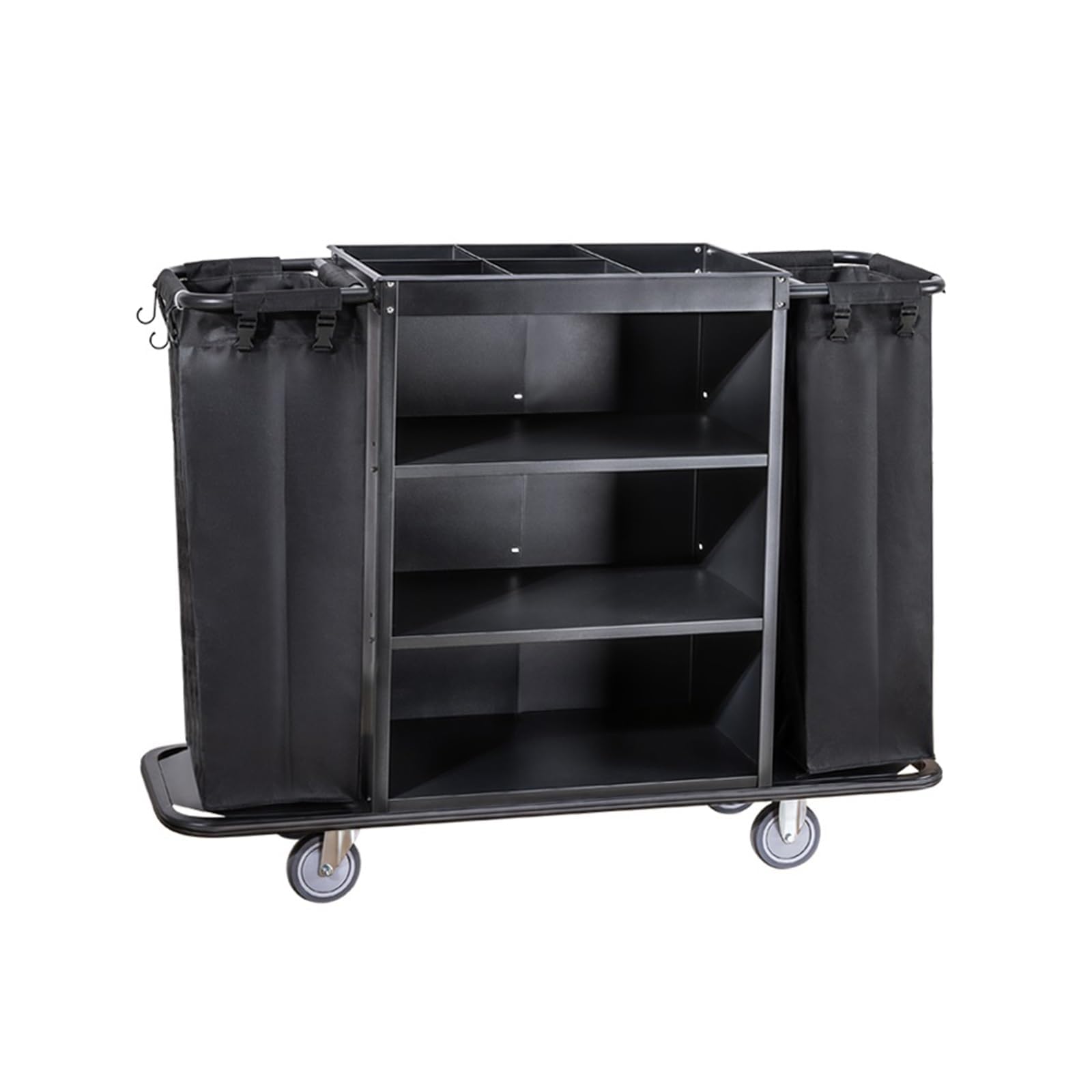 Carrello di pulizia per hotel, carrello di pulizia a spinta manuale con borsa di stoffa, servizio in camera multifunzionale per pulizia e organizzazione efficienti