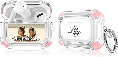 Funda personalizada con nombre de foto para AirPods Pro 2 con llavero funda personalizada de TPU suave transparente para AirPods Pro de segunda