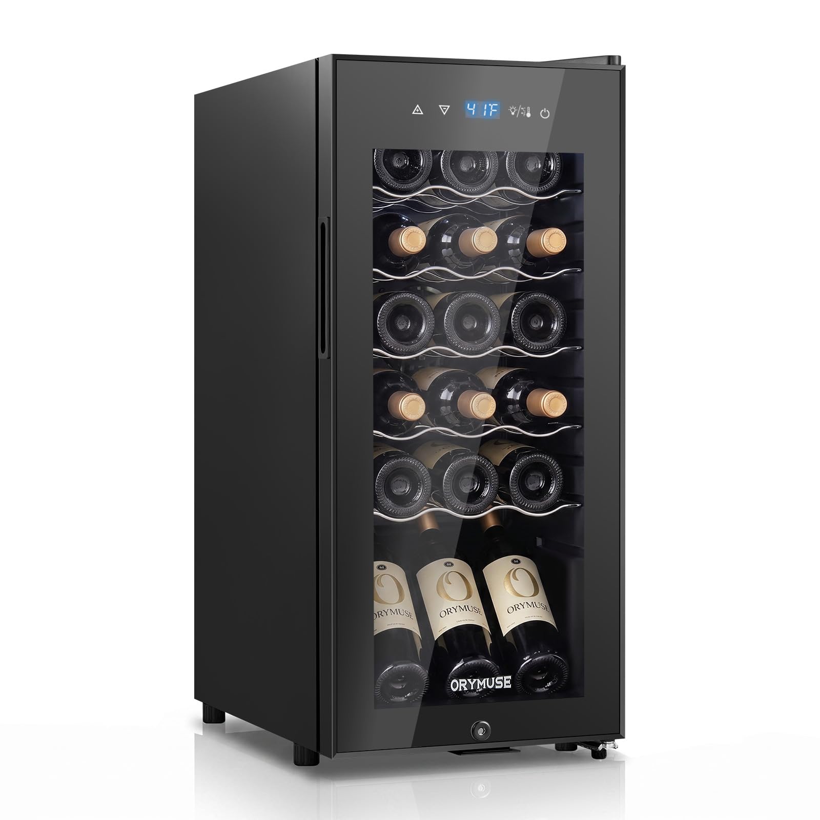 ORYMUSE 18 Bottle Compressor Wine Cooler, Freestanding Wine Fridge w/Lock