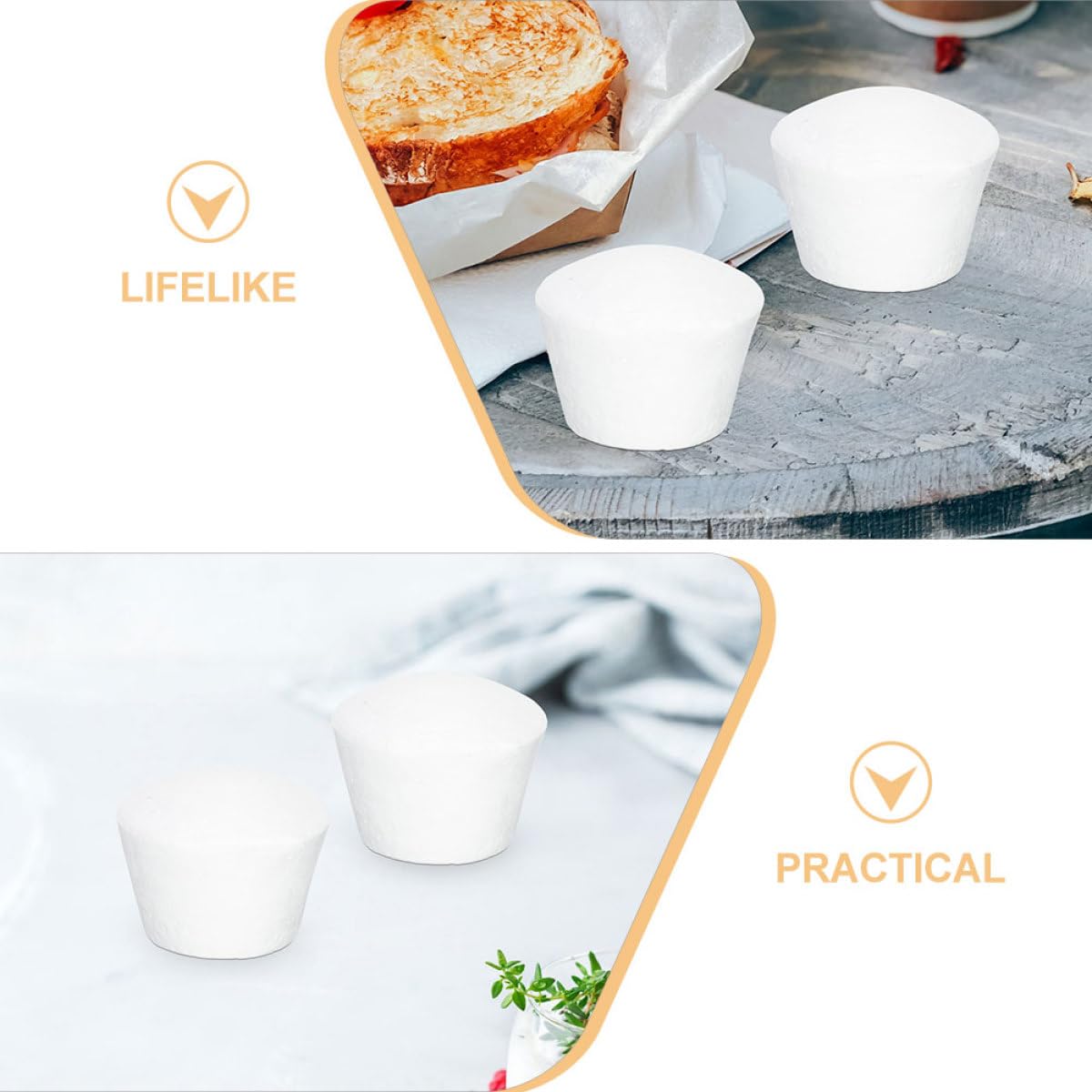 Angoily Lot de 6 Modèles de Cupcakes en Mousse Moyenne Taille pour Décoration de Gâteau DIY, Mannequins à Cupcakes Légers et Rigides, Accessoire D'entraînement la Décoration