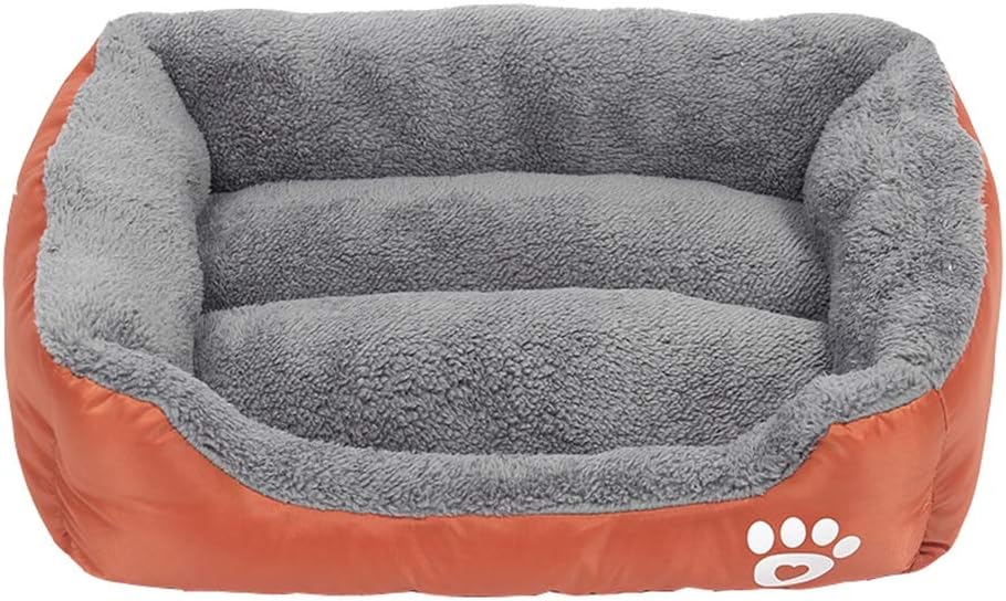 WOWOWMEOW Pet Bed Ultra Soft Cuddler Pet Bed Fleece Pet Sofa for Cats & Dogs (2XL, Orange)