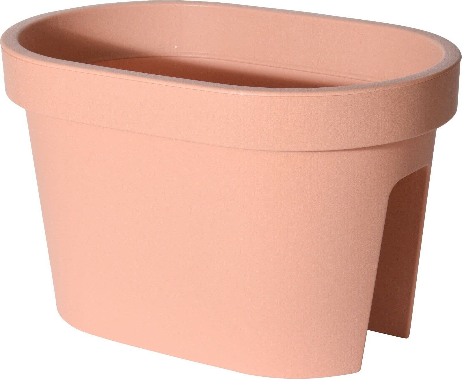 Muddy Hands Plastic Flower Bridge Hanging Planter Fence Balcony Rail Railing Flower Herb Trough Plant Pot (Small, Terracotta)