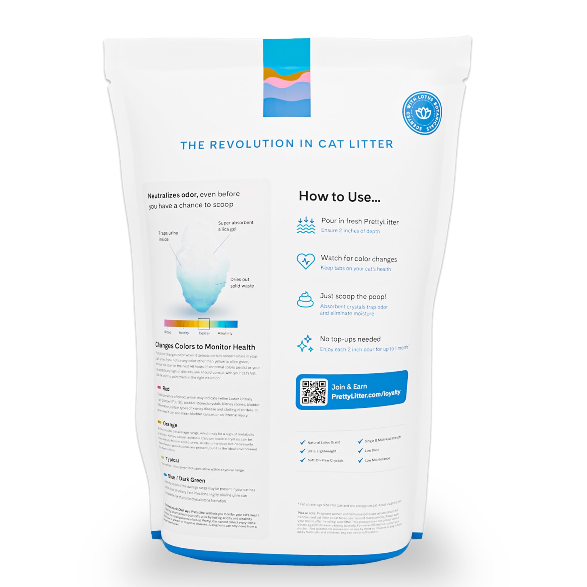 PrettyLitter Health Monitoring Cat Litter (Lotus Flower, Non Clumping) | Lightweight & Low Tracking, Color Changing Silica Gel Crystals, Advanced Odor Control — 6 Lbs, Pack of 1 (Up to 1 Month Supply) - image 2