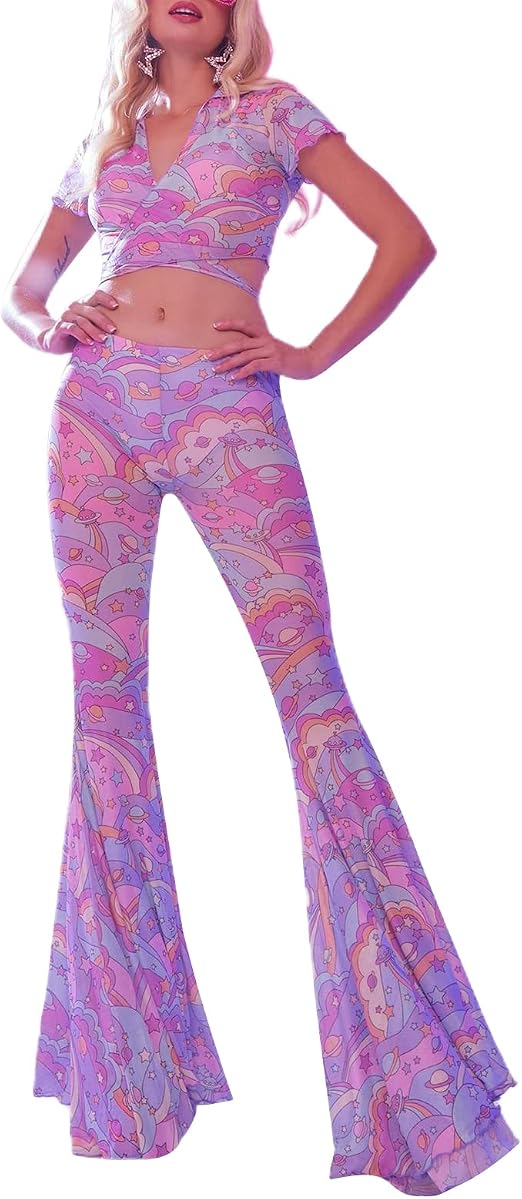 Waisted Elastic Flared Pants 