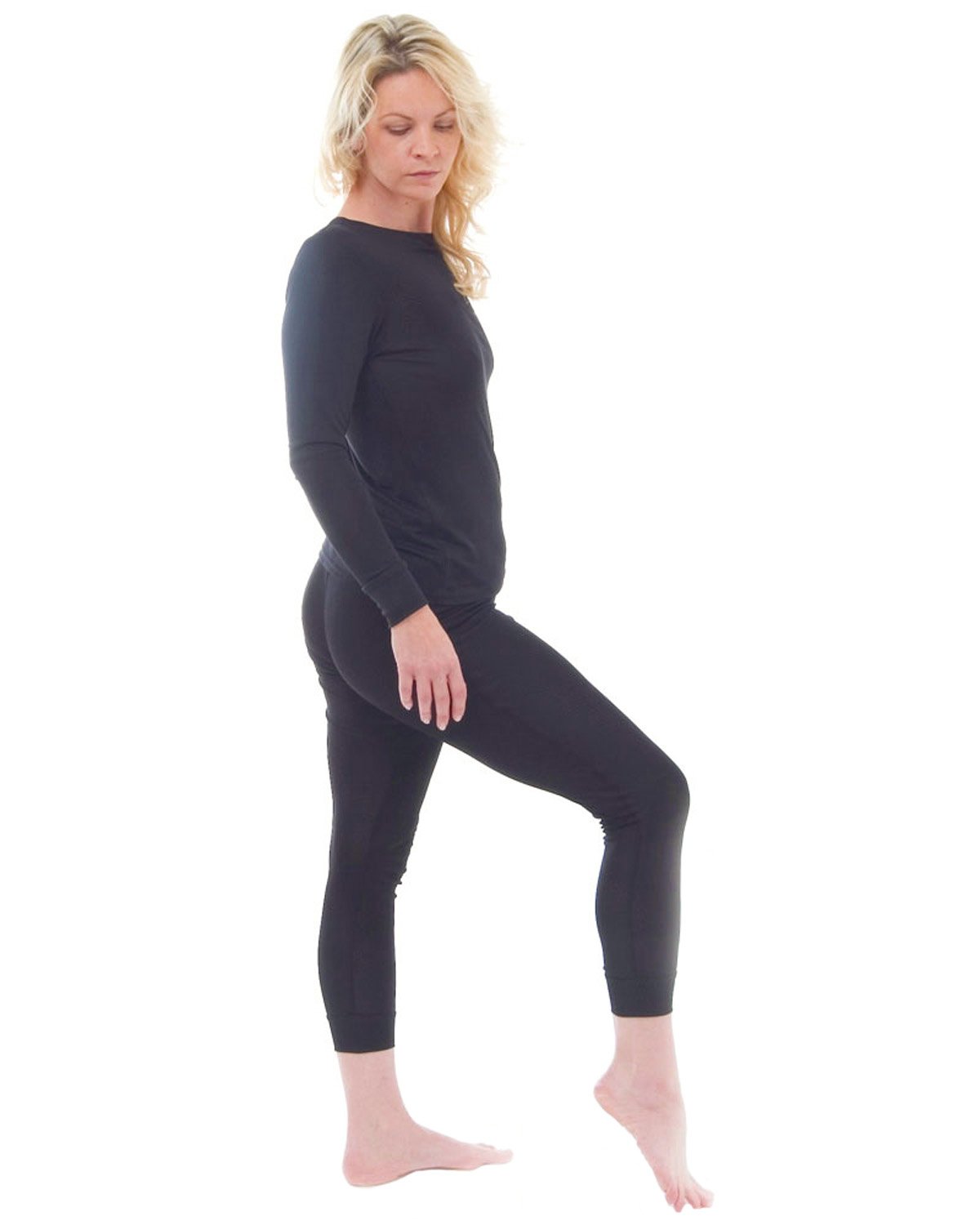 Silk Thermal Long John and top Set - Size: L - Colour: Black