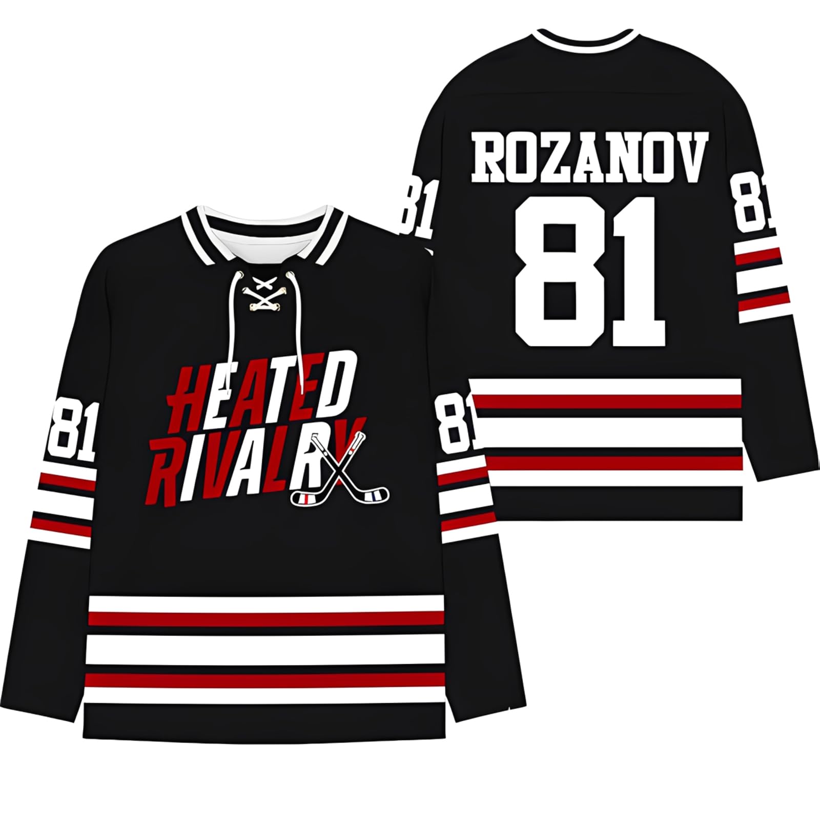 AFANYUH Unisex Heated Rivalry Merch Hockey Jersey Shirt Hoodies, Men Women Sweatshirt Ilya Rozanov 97 Jersey Long Sleeve Pullover Tops for Fans Black M