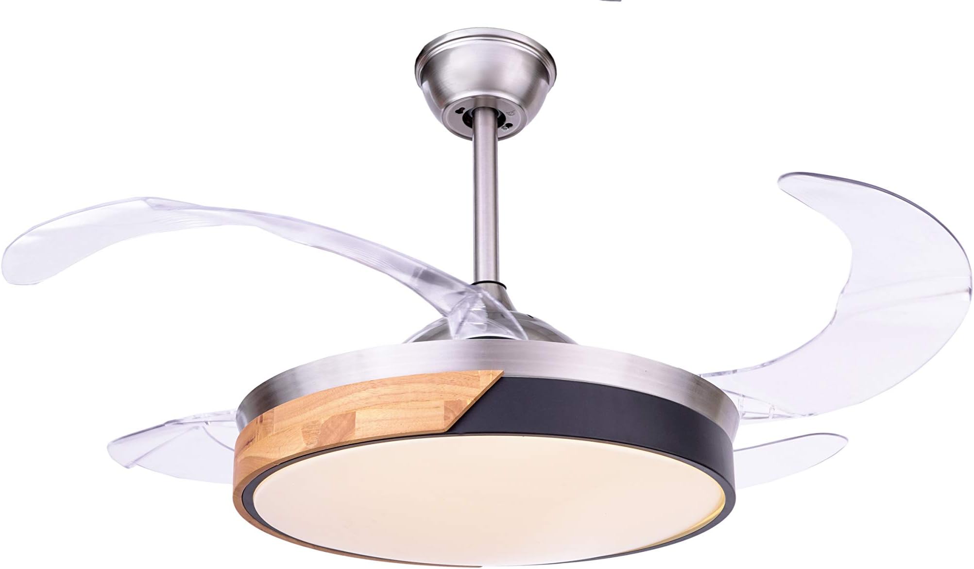 Hans Lighting Ceiling Fan with Light Wooden Finish Luxury Modern Fan with Remote Noiseless Retractable Chandelier Fan with Anti Dust Blades (Wood Brown), BIS Certified