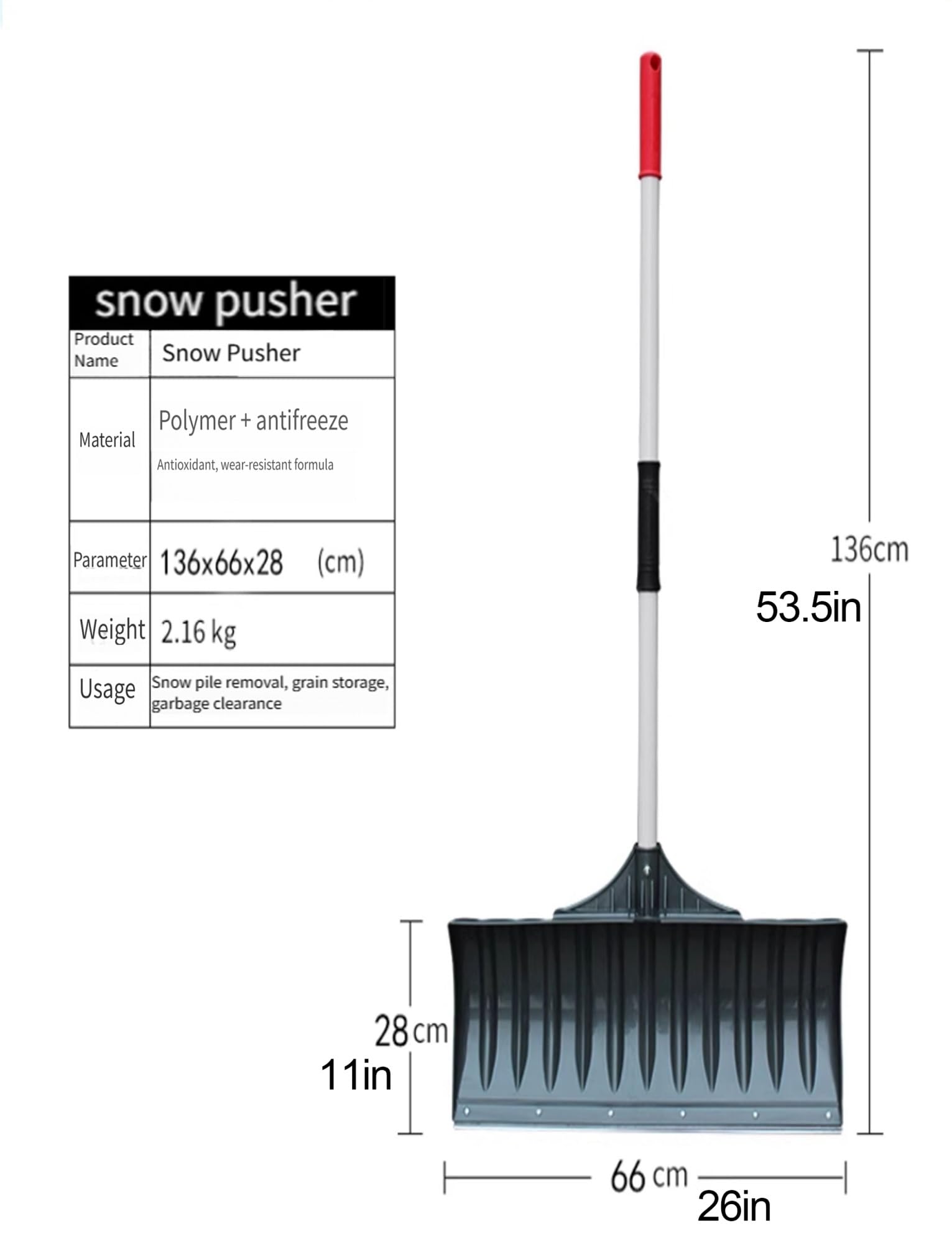 Mehrzweck-Schneeschaufel, leichtes Schneeräumwerkzeug mit Eiskratzer für den Außenbereich, Winter, Garten, Auto, Camping