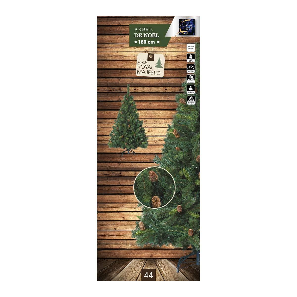 Sapin de Noël artificiel Hauteur 1m80 VERT avec POMME DE PIN - 642 branches - Qualité supérieur