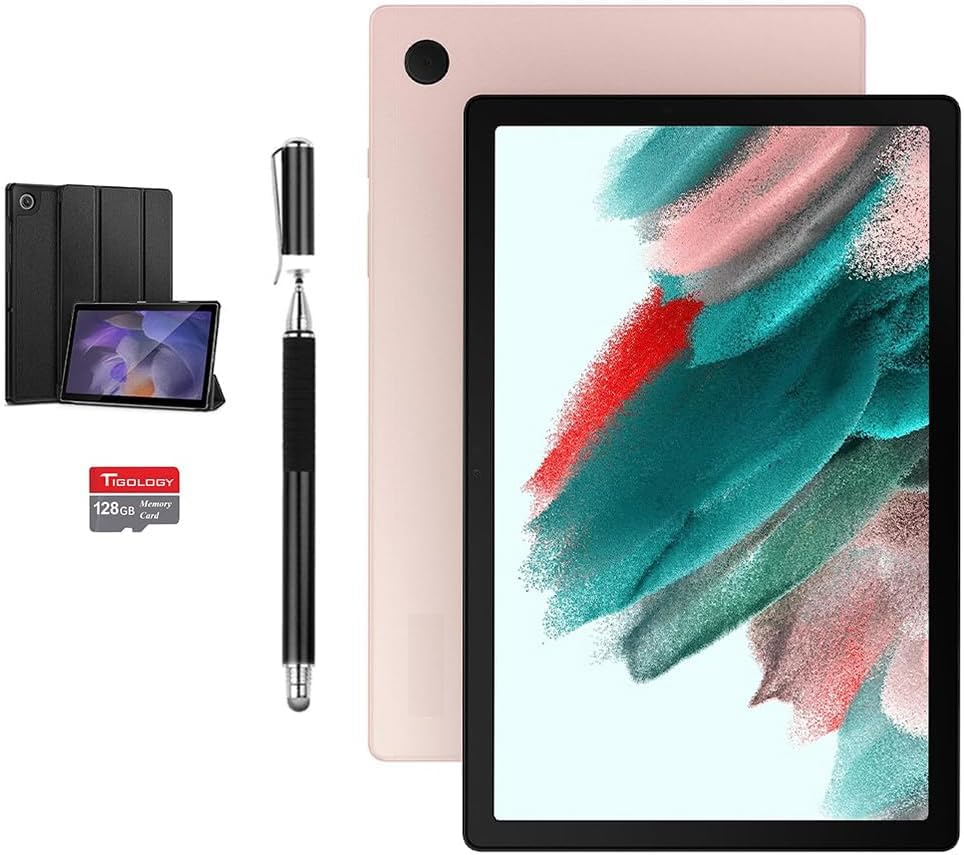 Samsung Galaxy Tab A8 10.5 inch 32GB Wi-Fi Android Tablet, LCD Screen, Kids Content, Smart Switch, Expandable Memory, Long Lasting Battery, Fast Charging, Pink Gold with Accessories