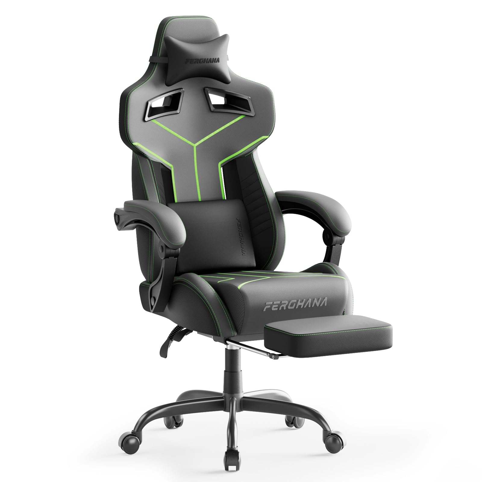 Sedia Da Gaming Ferghana Ergonomica - Con Poggiapiedi, Poggiatesta, Regolabile, Pelle PU, Blu, Fino 150 Kg - Foto 12