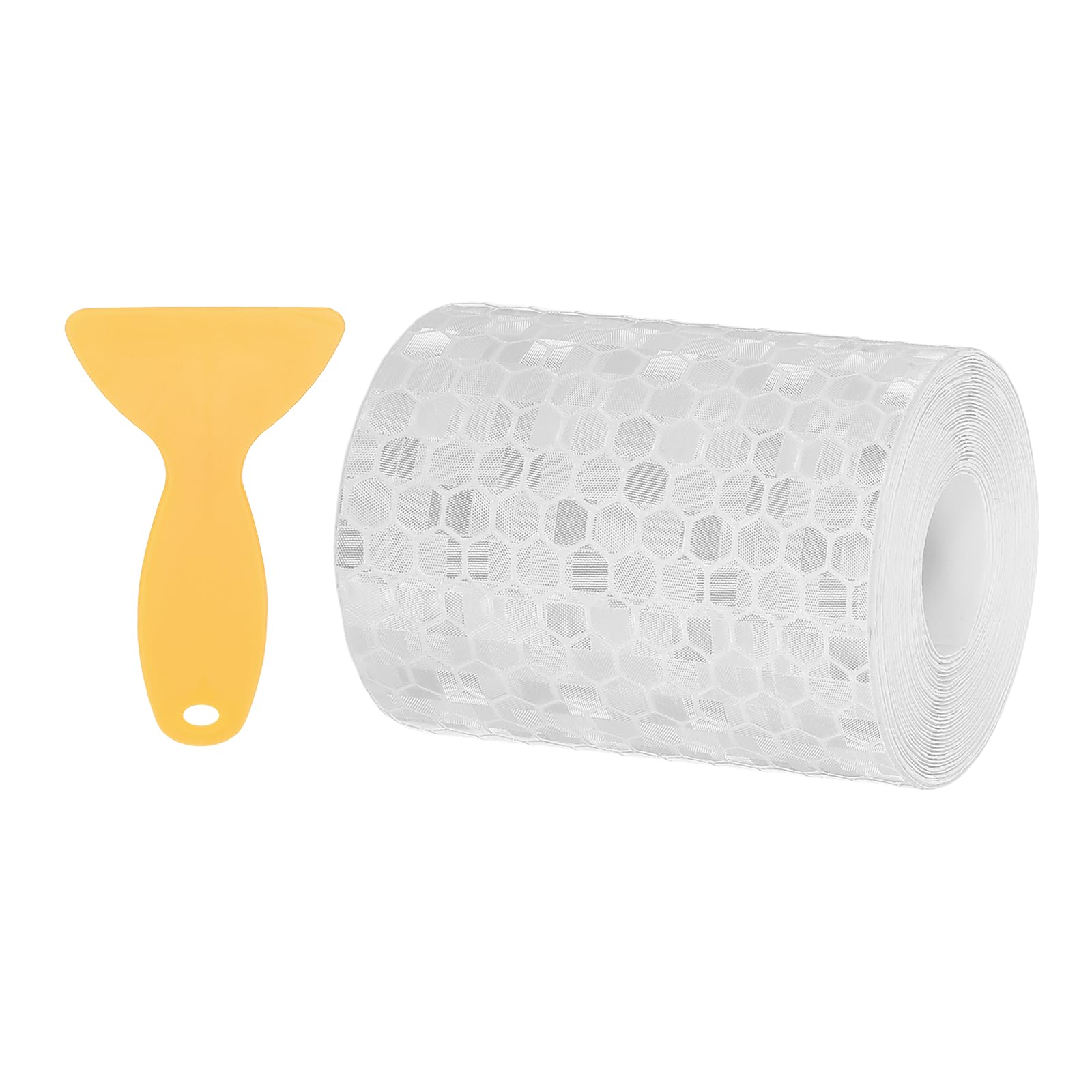 PATIKIL 2 Inch x 10 ft Reflective Tape, 1 Roll Waterproof Self Adhesive High Visibility Caution Warning Safety Tape Reflector with Scraper for Trucks Trailers Cars, White — image 1