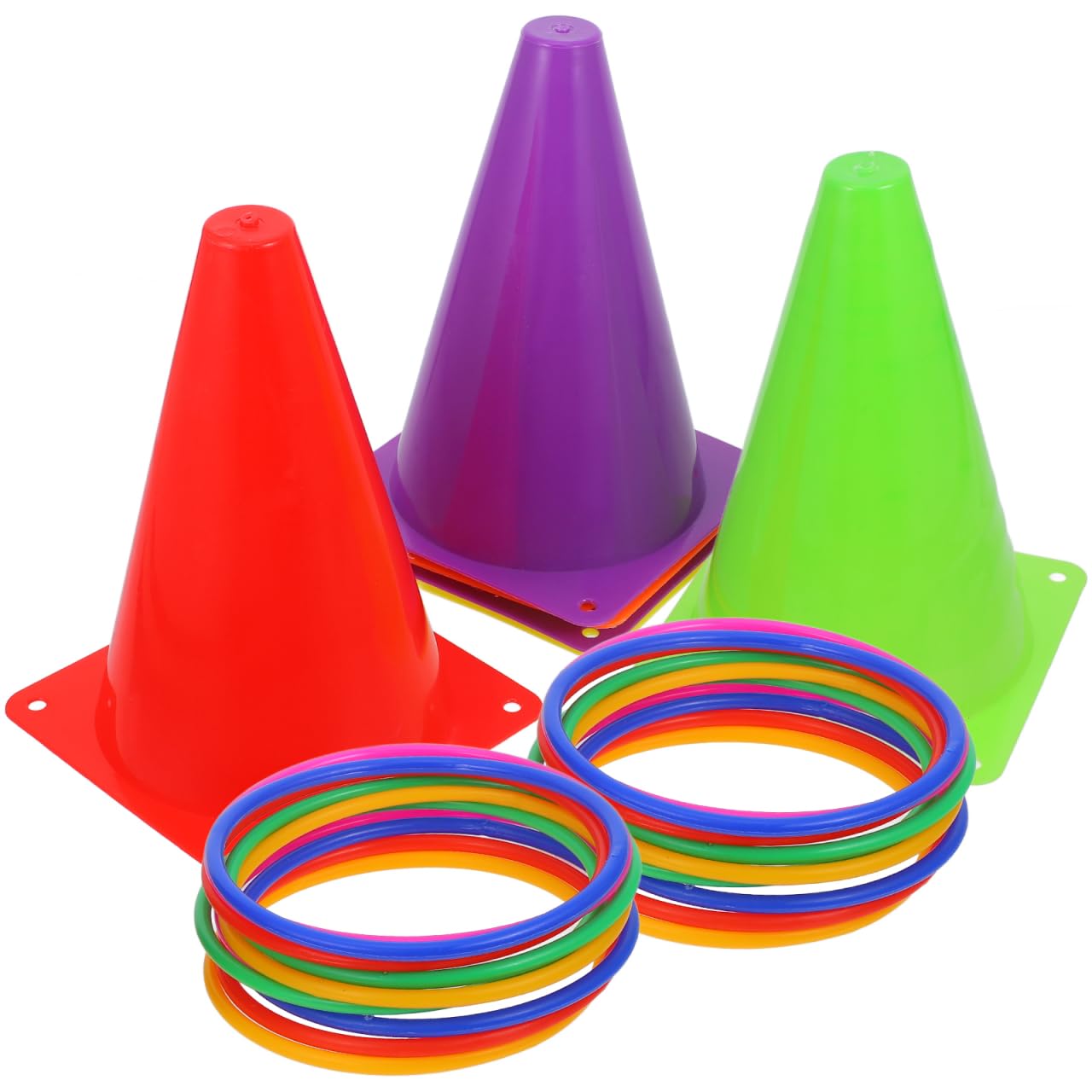 Conos De Plástico para Lanzamiento con Anillos Juego De Entrenamiento Deportivo para Niños, Seguro y Duradero, Ideal para Fiestas Infantiles, Actividades Al Aire Libre y Entrenamiento Sensorial