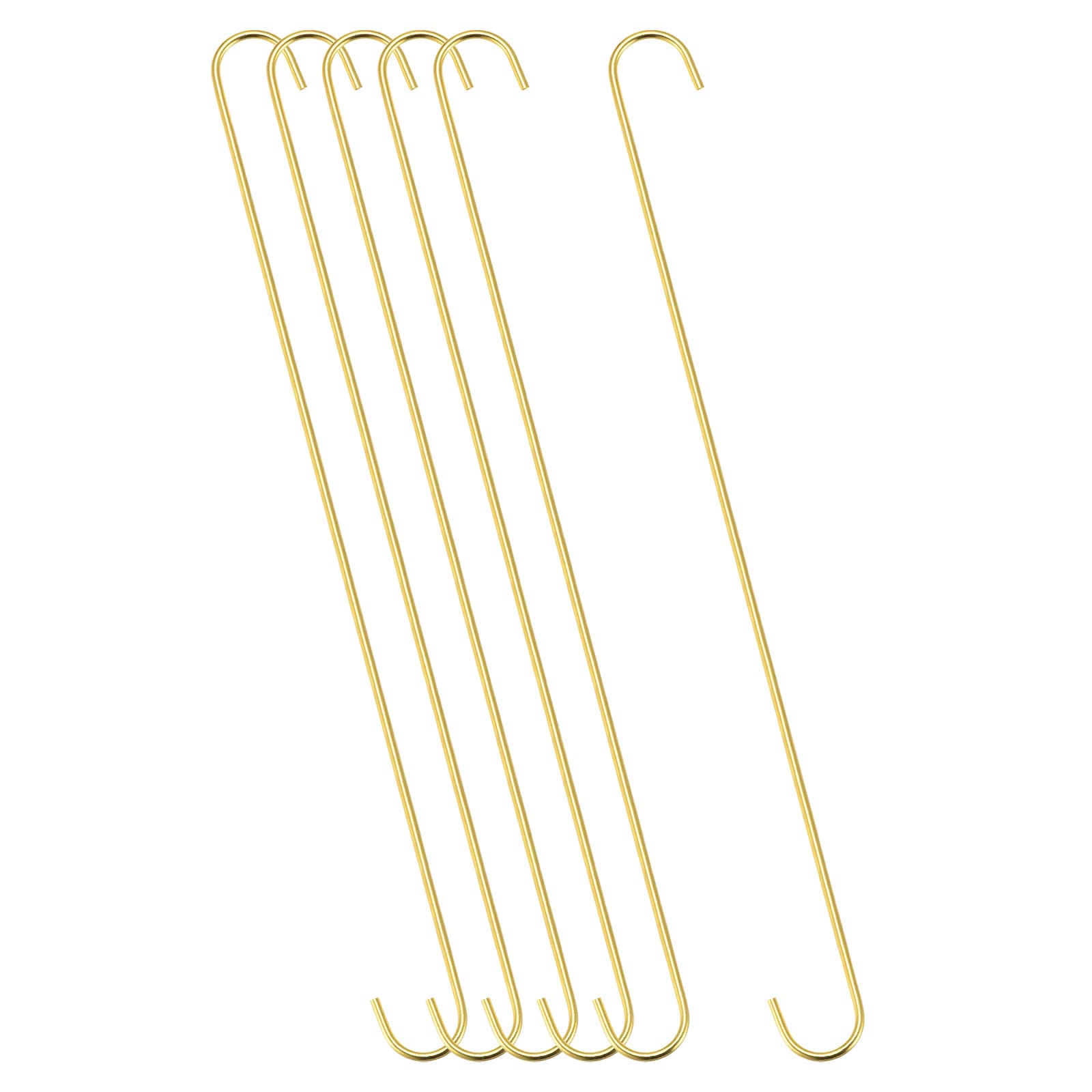 uxcell Ganchos colgantes en S, 500 mm, gancho de acero extralargo, uso en interiores y exteriores, para jardín, baño, armario, taller, cocina, tono dorado, 6 unidades