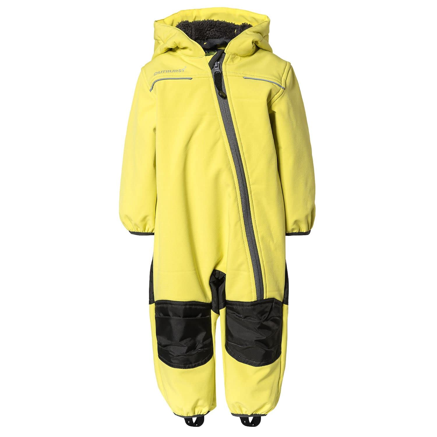 Outburst - Dziecięcy kombinezon softshell dla chłopców kombinezon śniegowy z podszewką, wodoszczelny, 10 000 mm słupa wody, oddychający, wiatroszczelny, limonkowy - 1441161