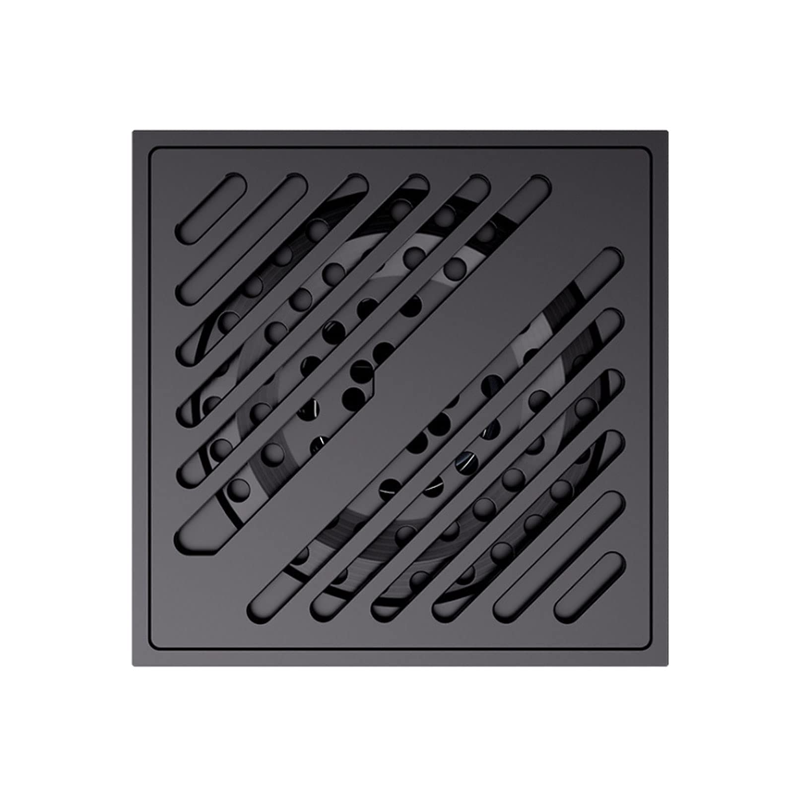 Drain de douche carré laiton noir mat 4 pouces, évacuation sol balcon et grille amovible